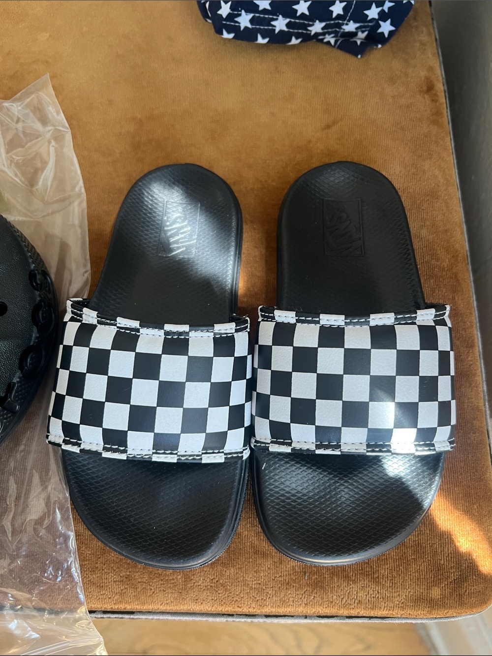 Vans Checkerboard Slide Sandals - Black & White